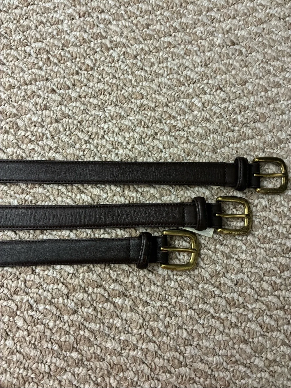 Janie and Jack lot of 3 brown leather belts 2T, 2T/3, 4/5